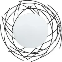 Braking Round Wall Mirror - Black, Iron