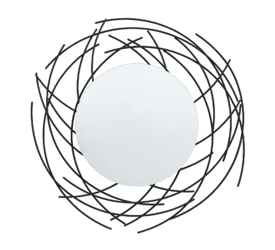 Braking Round Wall Mirror - Black, Iron image
