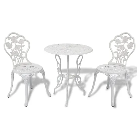 Brandi 3 Piece Bistro Set - White, Cast Aluminium