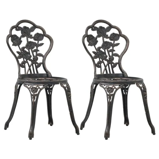 Brandi Bistro Chairs Pair - Bronze, Cast Aluminium image