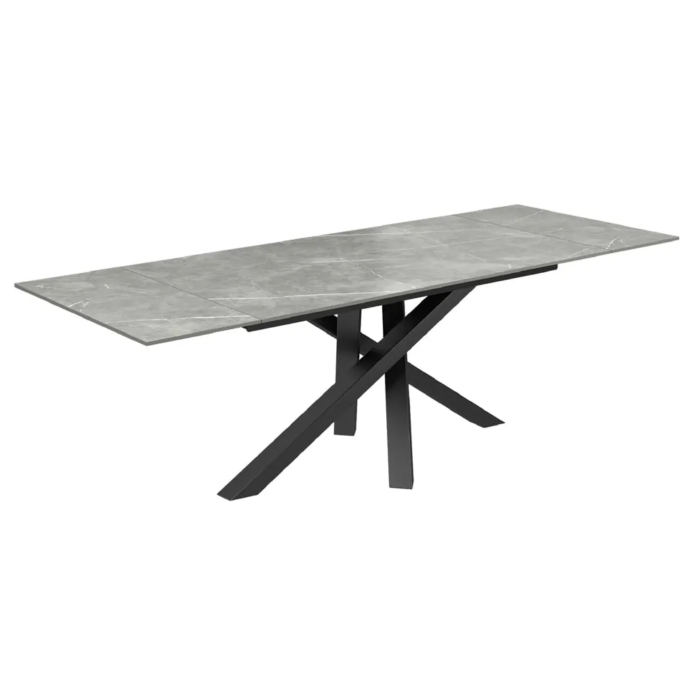 Brandon Large Extending Dining Table - Matte Grey, Ceramic Glass