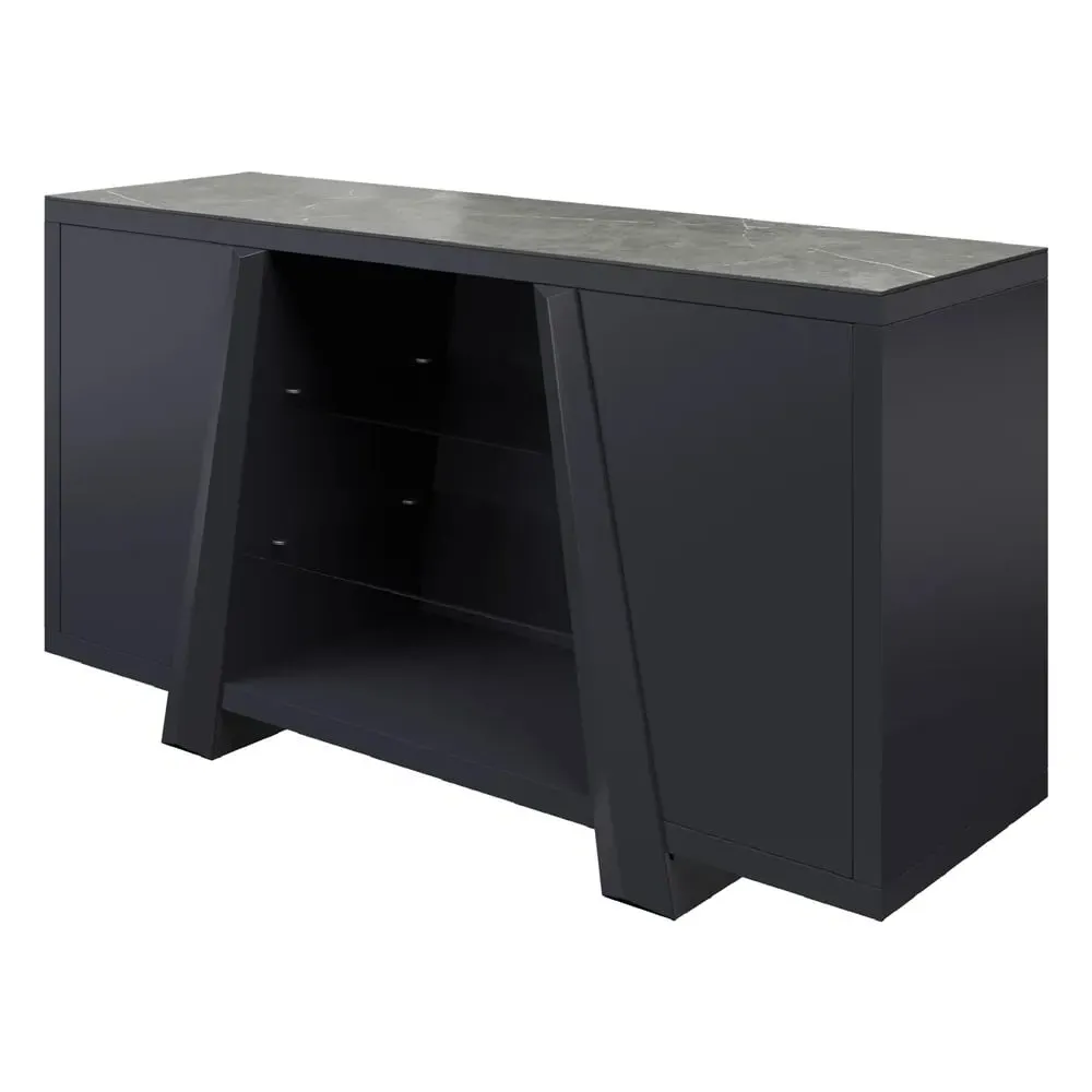 Brandon Sideboard with Soft-Close Doors - Grey, Ceramic