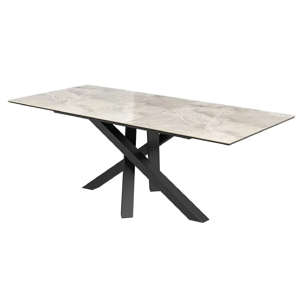 Brandon Small Extending Dining Table - Light Grey, Ceramic Glass