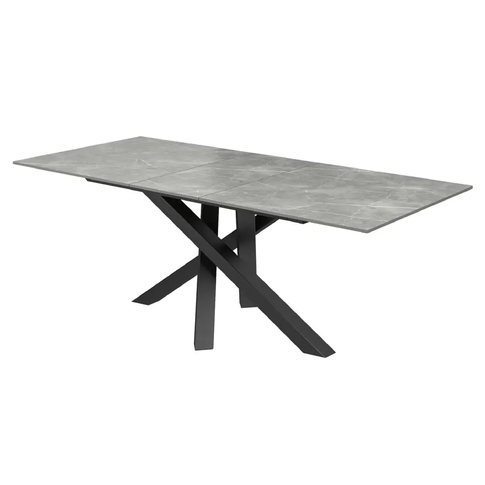 Brandon Small Extending Dining Table - Matte Grey, Ceramic Glass