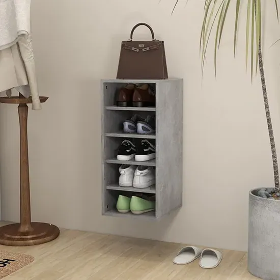 Branko 5-Shelf Shoe Storage Rack - Concrete Effect, Engineered Wood product
