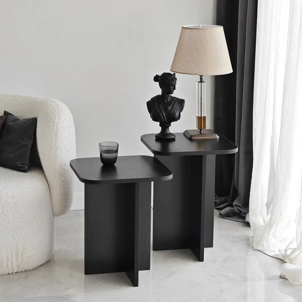 Braxton Nesting Side Tables - Black, Melamine Particle Board product