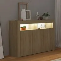 Brea Storage Cabinet with LED Lights - Sonoma Oak, Engineered Wood alternate view