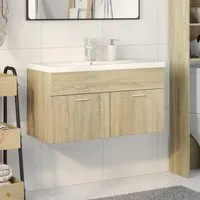 Breccia 60cm Vanity Unit Without Faucet - Sonoma Oak, Engineered Wood alternate view