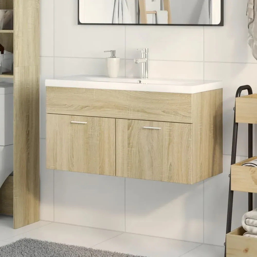 Breccia 60cm Vanity Unit Without Faucet - Sonoma Oak, Engineered Wood product