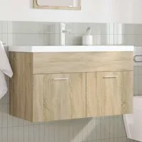 Breccia 80cm Vanity Unit with Faucet - Sonoma Oak, Engineered Wood alternate view