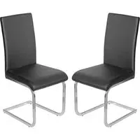 Breccia Dining Chairs Set of 2 - Black, PU Leather