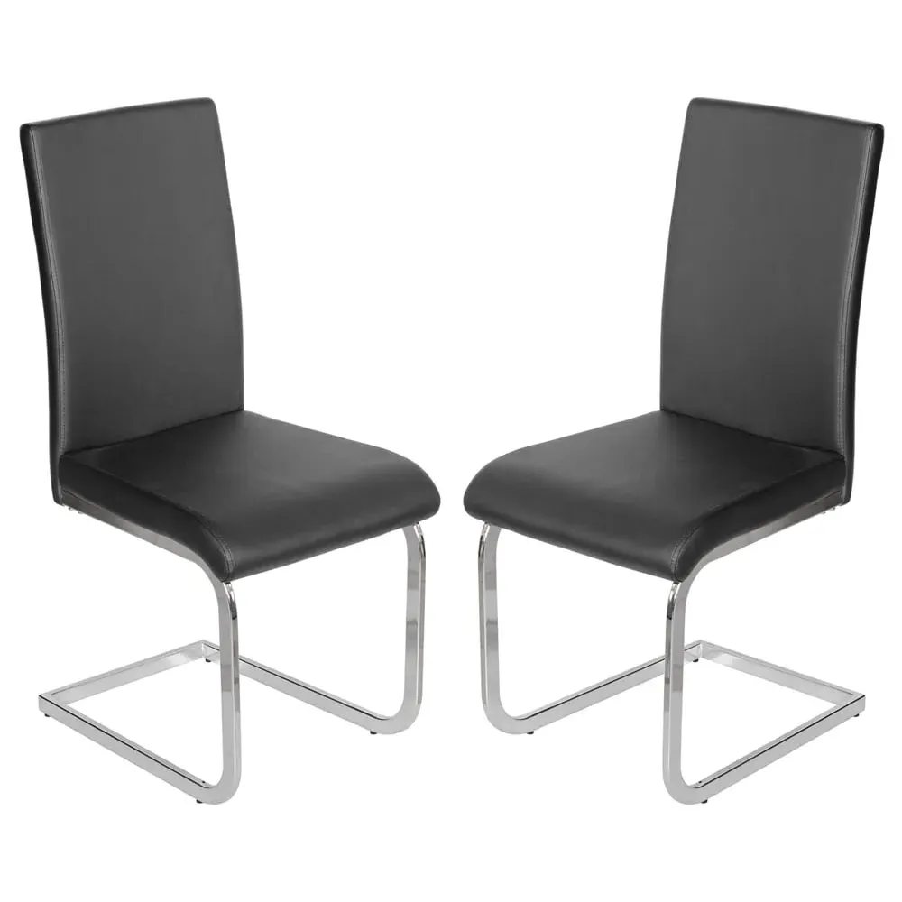 Breccia Dining Chairs Set of 2 - Black, PU Leather image