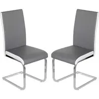 Breccia Dining Chairs Set of 2 - Grey, PU Leather