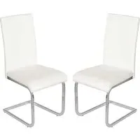 Breccia Dining Chairs Set of 2 - White, PU Leather