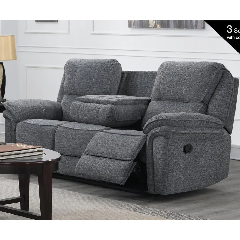 Brela 3-Seater Reclining Sofa - Dark Grey, Fabric product
