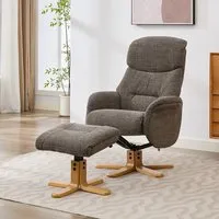 Brelon Swivel Recliner Chair with Footstool - Thunder, Fabric alternate view