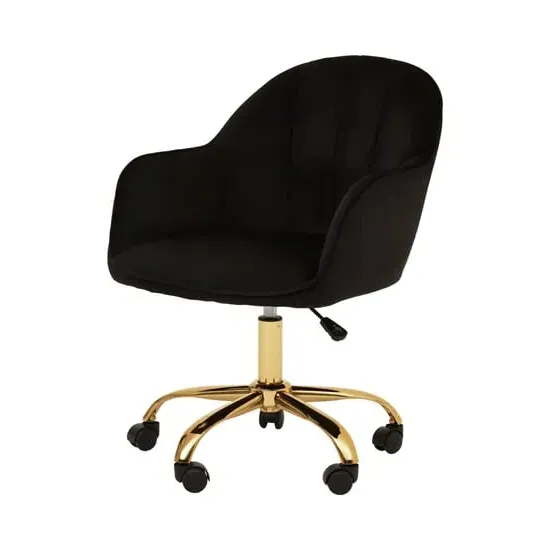 Brent Office Chair with Channelled Tufting - Black, Velvet