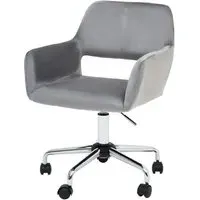Brent Office Chair with Chrome Base - Grey, Velvet