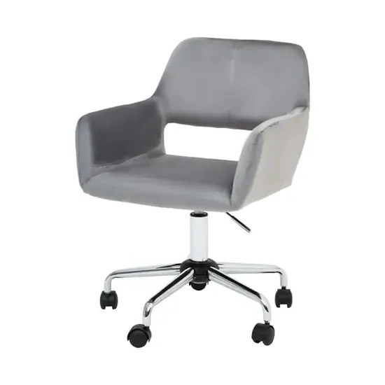 Brent Office Chair with Chrome Base - Grey, Velvet image
