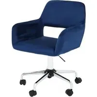 Brent Office Chair with Chrome Base - Navy, Velvet
