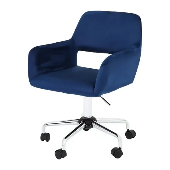 Brent Office Chair with Chrome Base - Navy, Velvet