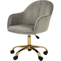 Brent Office Chair with Medium Back - Grey, Velvet