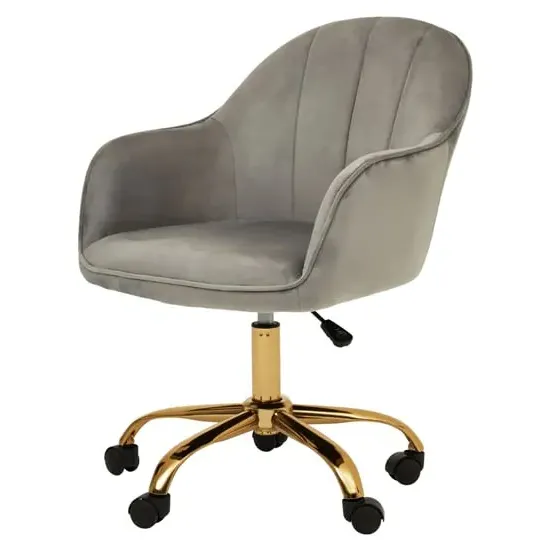 Brent Office Chair with Medium Back - Grey, Velvet