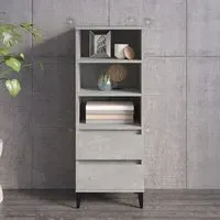 Brescia Bookcase with 2 Drawers - Concrete Effect, Wood