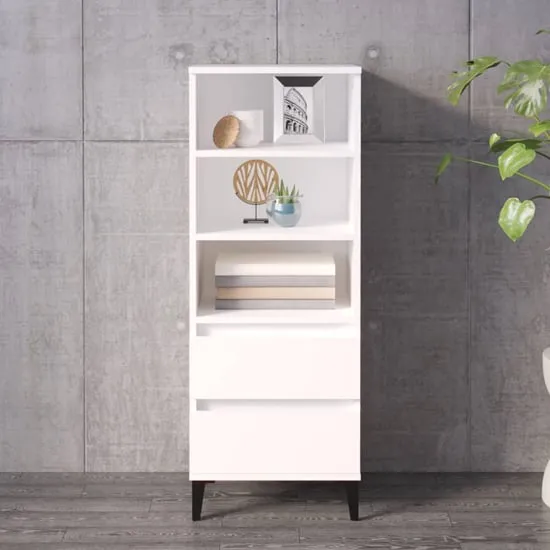 Brescia Bookcase with 2 Drawers - White, Wood