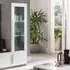 Breta 1 Door Display Cabinet with LED - White, Grey Marble