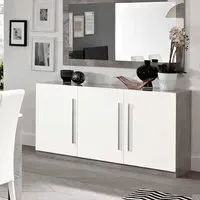 Breta 3-Door Sideboard - White & Grey, High Gloss