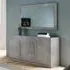 Breta 3-Door Sideboard with Mirror - Grey, High Gloss