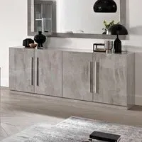 Breta 4-Door Sideboard - Grey Marble Effect, High Gloss