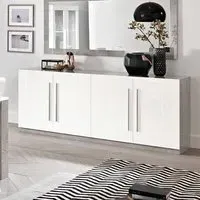 Breta 4-Door Sideboard - White & Grey, High Gloss