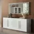 Breta 4-Door Sideboard with Mirror - White, High Gloss