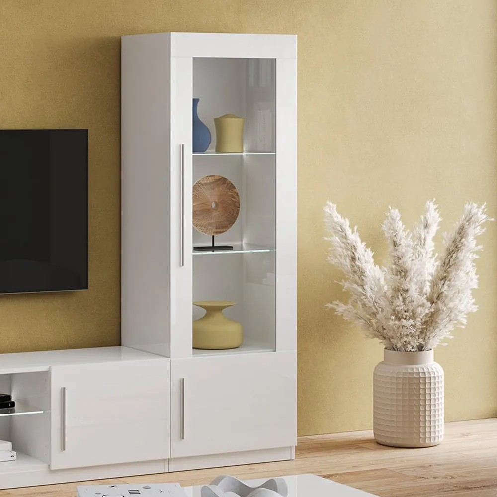 Breta Display Cabinet 1 Door with LED - White