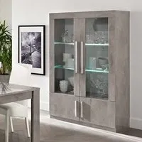 Breta Display Cabinet 2 Doors with LED - Grey