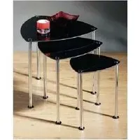 Breta Glass Nest of 3 Tables - Black