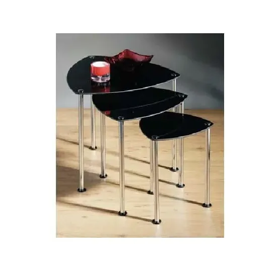Breta Glass Nest of 3 Tables - Black image