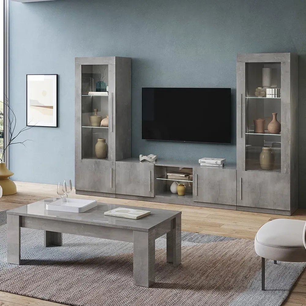 Breta Living Room Set with Coffee Table with LED - Grey, MDF product