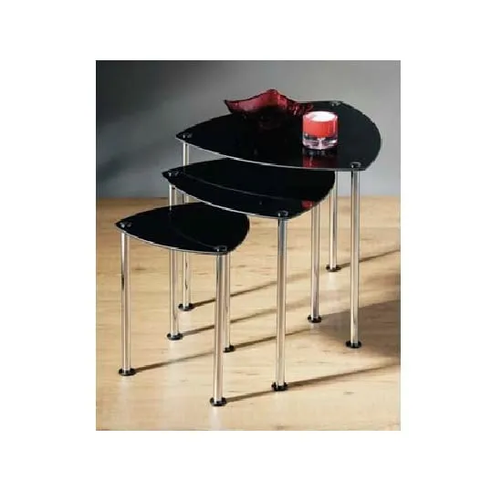 Breta Nest of 3 Tables - Black, Glass product