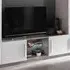 Breta TV Stand with 2 Doors and LED - White, High Gloss
