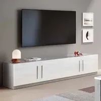 Breta TV Stand with 4 Doors - White, High Gloss