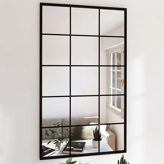 Briana Rectangular Large Wall Mirror - Black, Metal