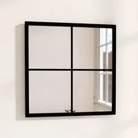Briana Square Wall Mirror - Black, Metal alternate view