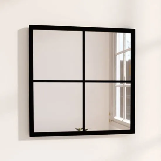 Briana Square Wall Mirror - Black, Metal image
