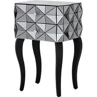 Brice Bedside Cabinet with 2 Drawers - Silver, Mirrored Glass