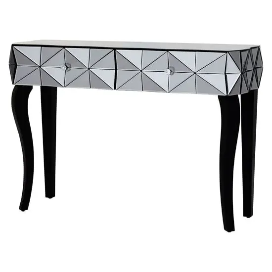 Brice Console Table with 2 Drawers - Silver, Mirrored Glass