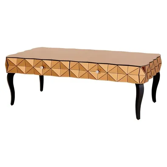 Brice Rectangular Coffee Table - Copper, Mirrored Glass