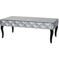 Brice Rectangular Coffee Table - Silver, Mirrored Glass
